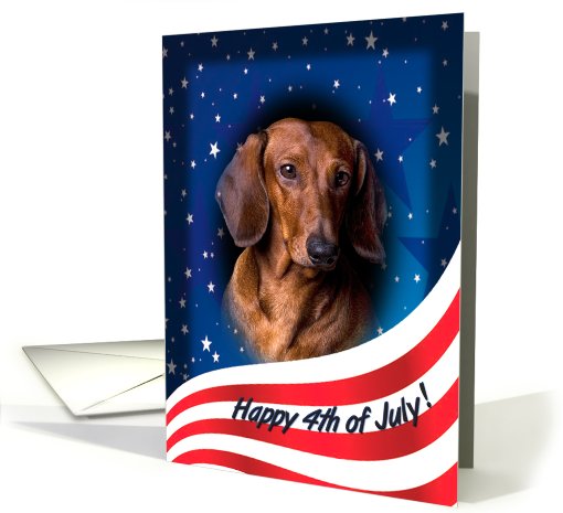 July 4th Card - featuring a smooth red Dachshund card (818945)