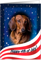 July 4th Card - featuring a smooth red Dachshund card