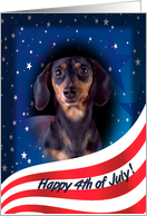 July 4th Card - featuring a smooth black and tan Dachshund card