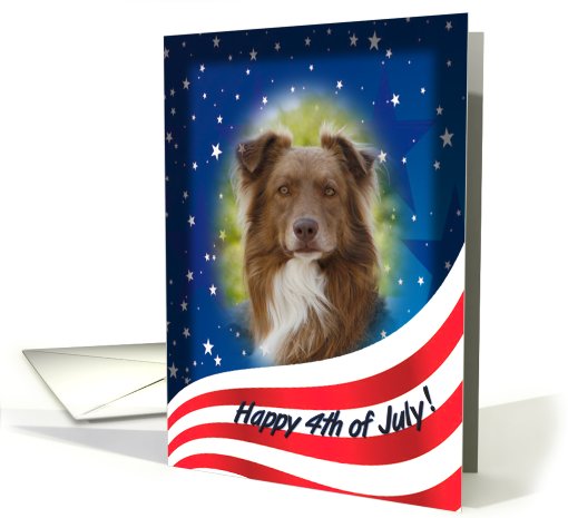 July 4th Card - featuring a red Australian Shepherd card (819072)