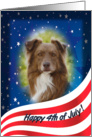 July 4th Card - featuring a red Australian Shepherd card