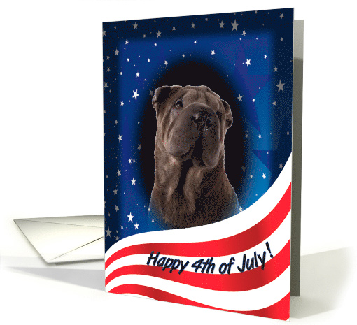 July 4th Card - featuring a Chnese Shar-Pei card (823309)