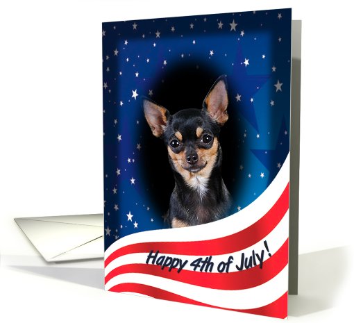 July 4th Card - featuring a black and tan smooth Chihuahua card