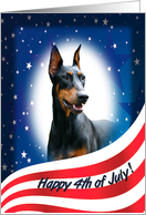 July 4th Card - featuring a Doberman Pinscher (with cropped ears) card
