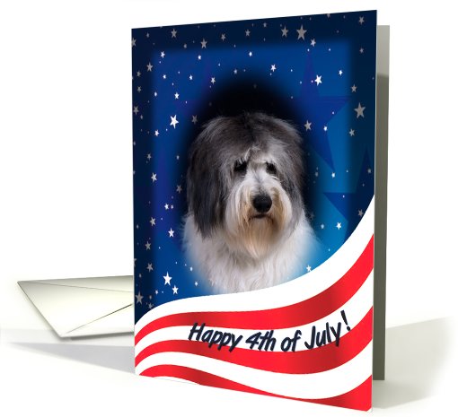 July 4th Card - featuring a Polish Lowland Sheepdog card (824082)