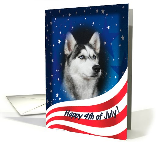 July 4th Card - featuring a Siberian Husky card (824108)