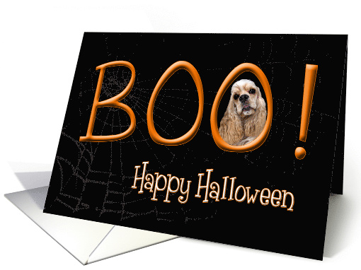 Boo! Happy Halloween - featuring a buff Cocker Spaniel card (825539)