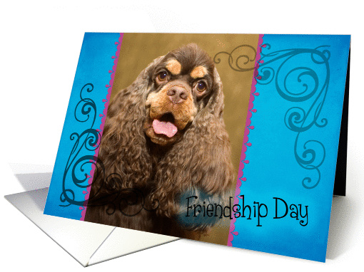 Friendship Day card featuring a chocolate/tan American... (833670)