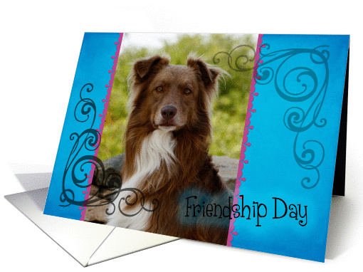 Friendship Day card featuring a red Australian Shepherd card (833690)