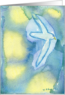 Bird Art, Blue Bird in Flight, Blue Bird Watercolor Painting, Song Bird card