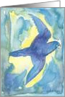 Song Bird Watercolor Painting, Blue Bird Art, blank note card