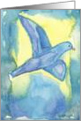 Song Bird Watercolor Painting, Blue Bird in flight, blank note card