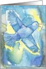 Song Bird Watercolor Painting, Singing Bird in flight, blank note card