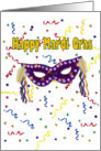Happy Mardi Gras, purple mask card