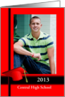 Red and Black Graduation mortar board photo card