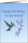 Happy Birthday Friend Ruby Throated Hummingbird card