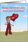 Valentine from Grandson, boy with balloons card