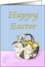 Happy Easter basket of eggs and lillies card