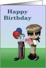 Happy Birthday, young girl golf theme card