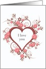 Customizable, I Love You, Dark Rose and Pink Heart card