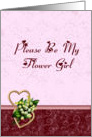 Pink and Burgundy Wedding Flower Girl Request card