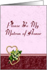 Pink and Burgundy Matron of Honor Request card