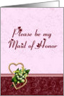 Pink and Burgundy Maid of Honor Request card