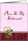 Pink and Burgundy Bridesmaid Request card