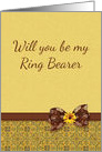 Ring Bearer Request Brown and Gold, Ribbon Bow and Daisy card