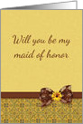 Maid of Honor Request Brown and Goldenrod Yellow card