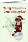 Merry Christmas Granddaughter, Cute Little Girl Elf card