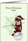 Merry Christmas to Aunt, Customizable, Girl Elf card