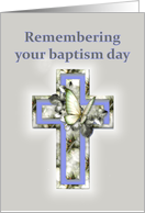 Baptism Anniversary, Cross and Butterfly card