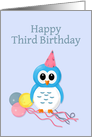 Happy Third Birthday with Cute Owl card