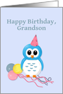 Happy Birthday Grandson with Cute Owl card