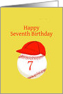 Seventh Birthday, With Baseball Softball and Red Cap card