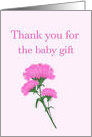 Thank you for the baby gift, Pink Carnations card