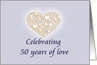 50th Wedding Anniversary Celebration,Light Blue,White Hearts card