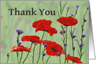 Thank you,Poppies and Bachelor Buttons card