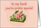 Happy Birthday, vintage book jasmine and peony card
