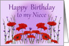 Birthday for Niece, Red Poppies and Purple Bachelor Buttons card