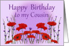 Birthday for Cousin, Red Poppies and Purple Bachelor Buttons card