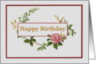 Happy Birthday, with Vintage Pink Rose card