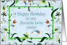 Happy Birthday to Twin Sister, Retro Paisley card