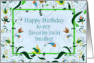 Happy Birthday to Twin Brother, Retro Paisley card