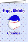 Happy Birthday, Grandson, Baseball or Softball, Blue Ball Cap card