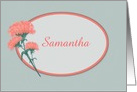 Customize Name Coral Colored Carnation card