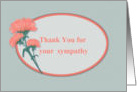 Thank you for Sympathy, Coral Colored Carnation card