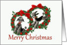 Retro Christmas Poodles in Wreaths card