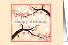 Happy Birthday, Pink and White Blossoming Branches card